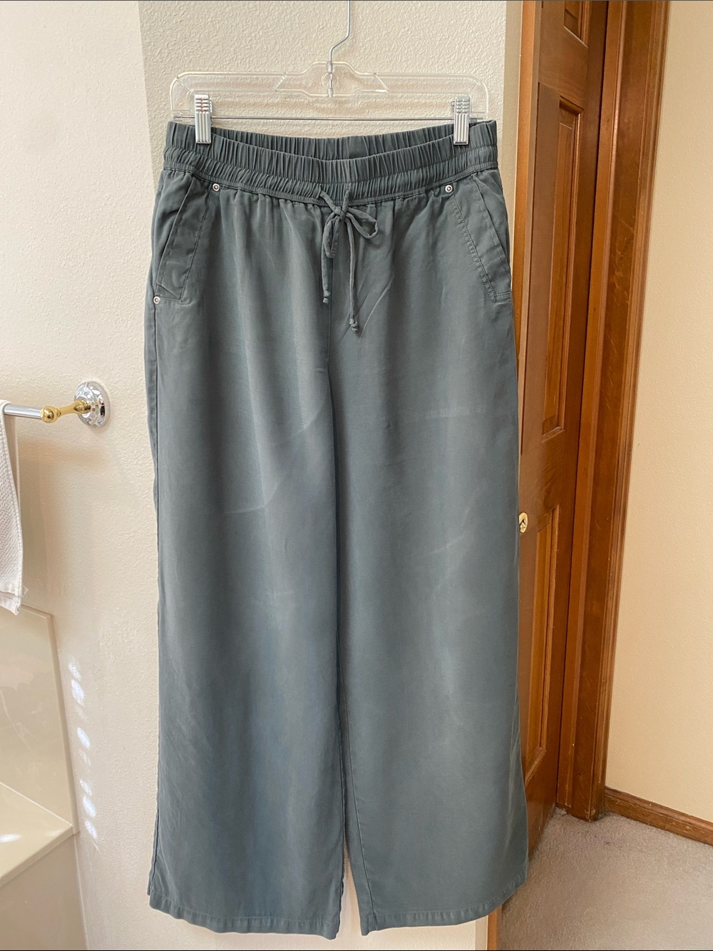 Gilli Wide-Leg Drawstring trouser pants - Slate Green